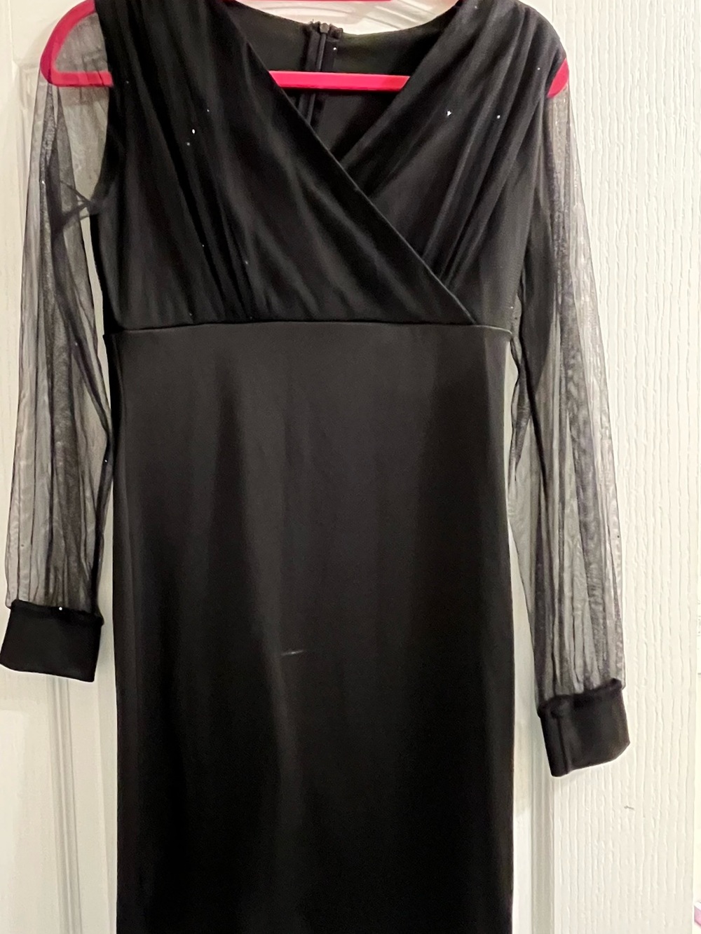 Black Long-Sleeve Sheer Mesh Dress